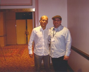 With bass player Avishai Cohen at IAJE, NYC, in 2007.
