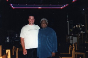 With bass player Abraham Laboriel at a jazz club in California in 2000. 